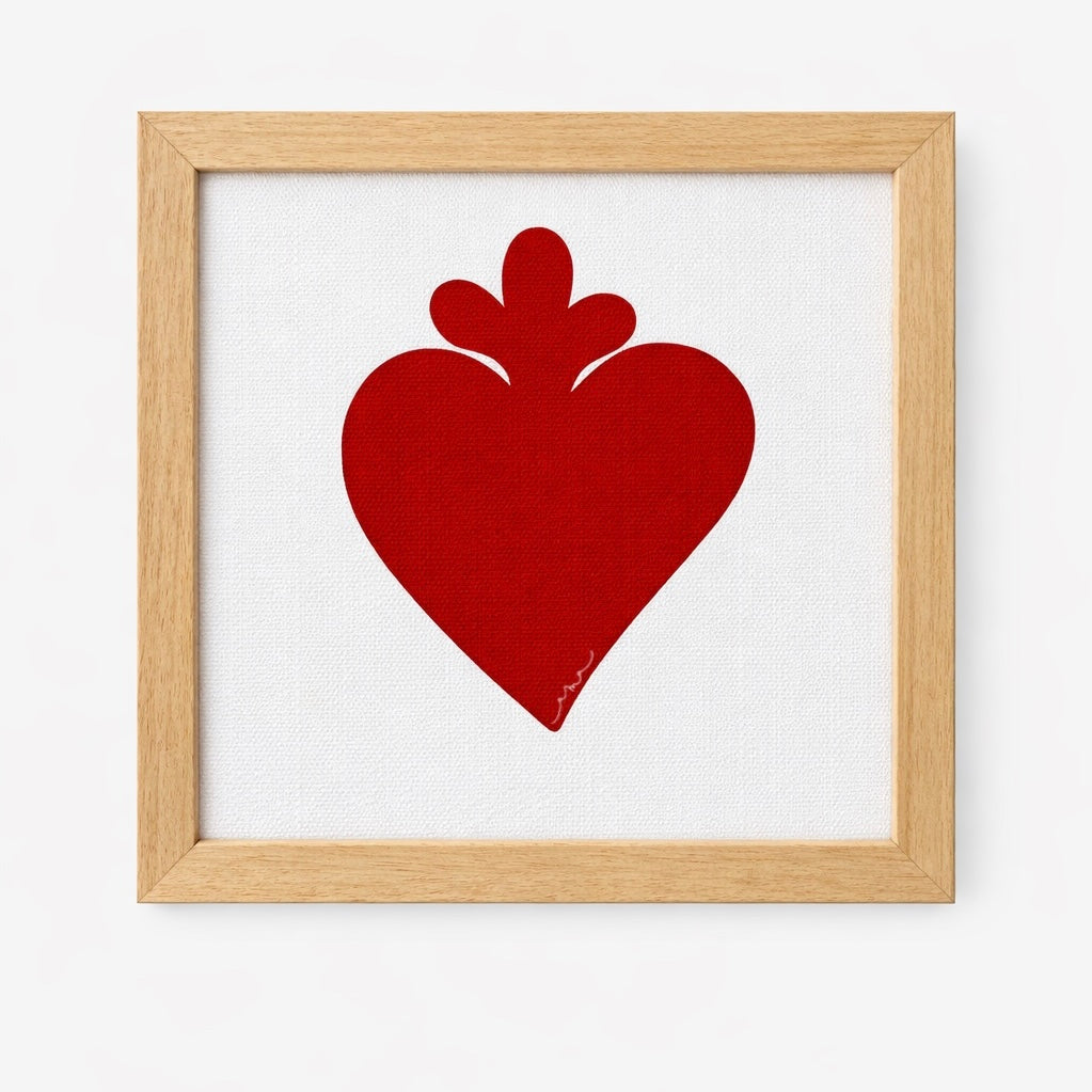 cuore sacro rosso - tela stampata